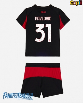 AC Milan Strahinja Pavlovic #31 Echipament de Fotbal Replică 2025-26 Copii Acasa (+ Șorturi)